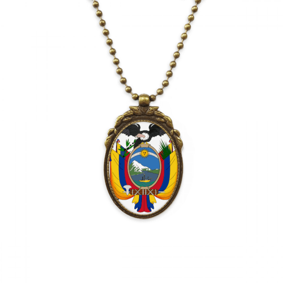 quito ecuador national emblem antique necklace vintage bead pendant keychain