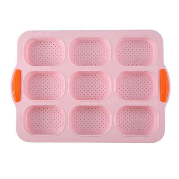 qun9652,Cake Candy Baking Molds Oval Silicone Non-stick Molds for Bread Cookies Mousse Pastry Cupcake Handmade Pink 33.5x23.5x2.5cm