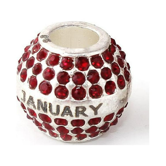 "January" Birthday Birthstone With Month Engraved on Charms for Snake Chain Charm Bracelet