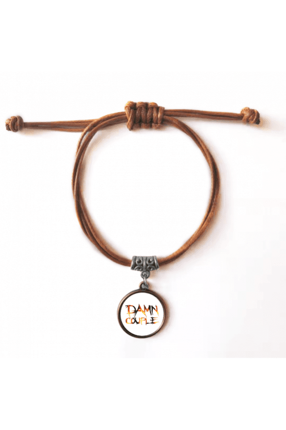 quote couple bracelet leather hide wristband brown jewelry