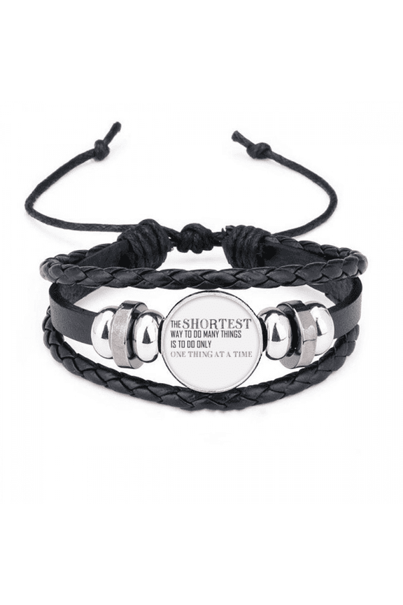 quote do thing a time is the shortcut bracelet braided leather woven wristband