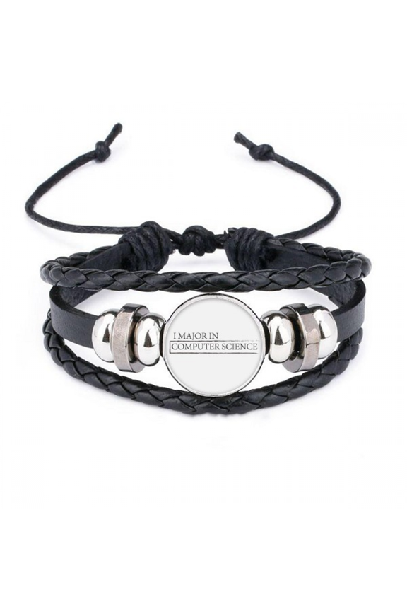 quote i major in computer science bracelet braided leather woven wristband