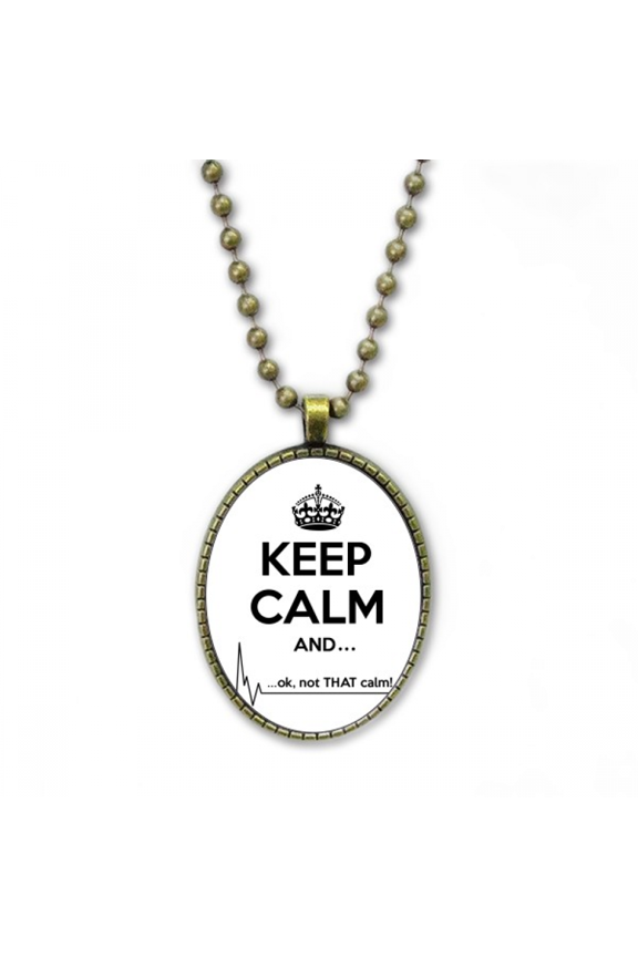 quote keep calm black funny necklace vintage chain bead pendant jewelry collection