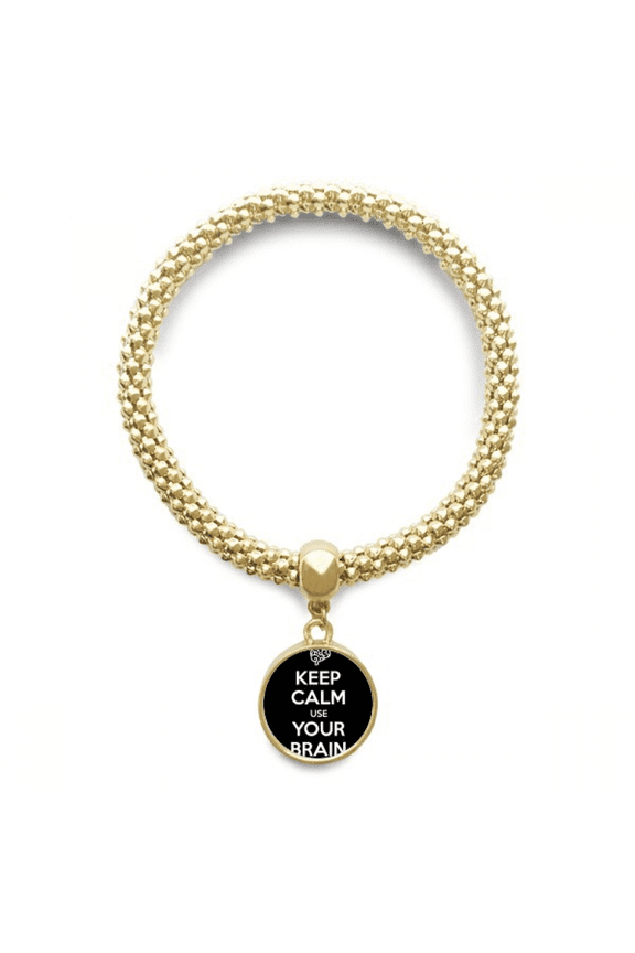 quote keep calm use your brain black en bracelet round pendant jewelry chain