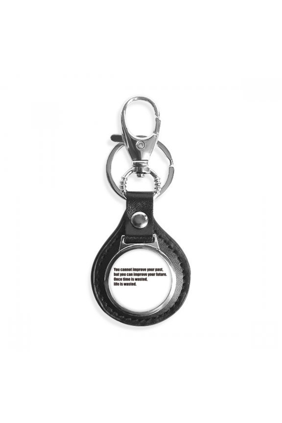 quote once time is wasted life is wasted key link chain keyholder finder hook metal