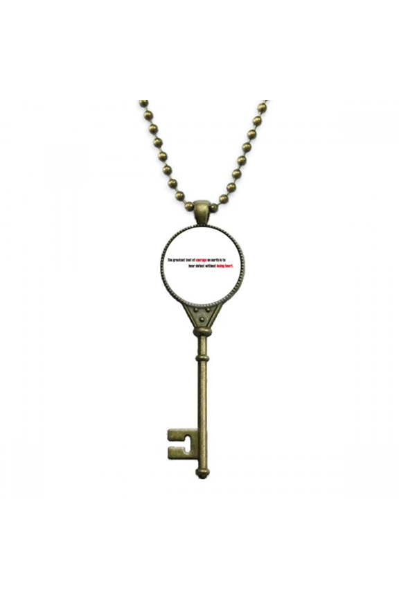 quote the greatest test is to bear defeat key necklace pendant tray embellished chain