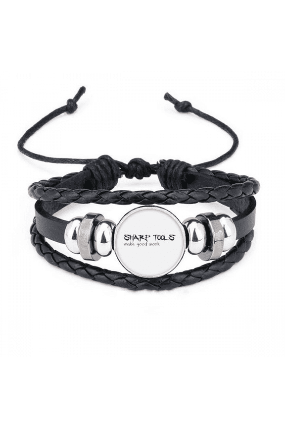 quote tools make good work bracelet braided leather woven wristband