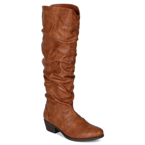 qupid be75 women distress leatherette ruched slouchy round toe knee high boot