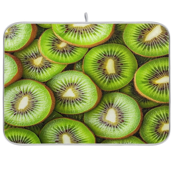 qxltty Kiwi Fruit Pattern Kitchen Drying Mat Extremely Absorbent Microfiber Dish Mats for Plates Cutlery Pots and Pans 16×18in