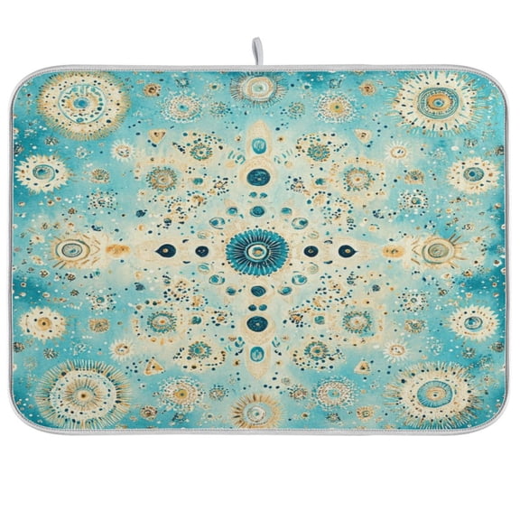 qxltty Moroccan Style Pattern Kitchen Drying Mat Extremely Absorbent Microfiber Dish Mats for Plates Cutlery Pots and Pans 16×18in