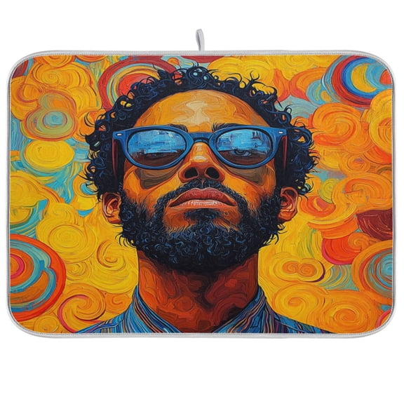 qxltty Uncle Art Curly Kitchen Drying Mat Extremely Absorbent Microfiber Dish Mats for Plates Cutlery Pots and Pans 16×18in