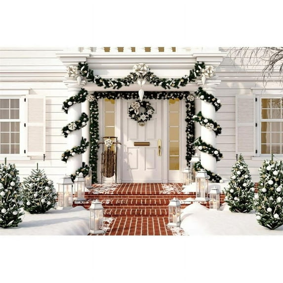 r Party Holiday Background Photography Floor Wood Bright Interior Gift Trees Xmas Backdrop Fireplace White
