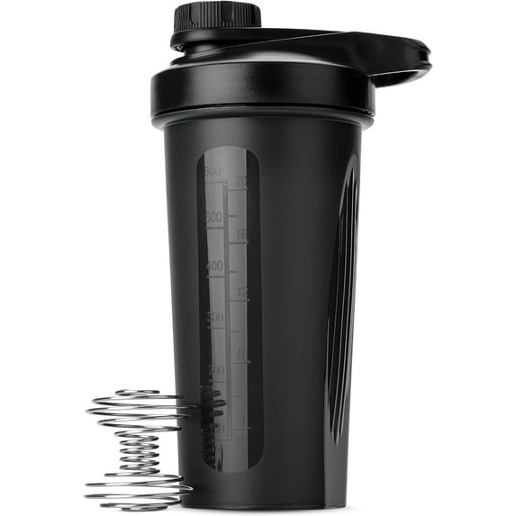 r. Pen- Shaker Bottles for Protein Mixes with Twist Cap, 28 oz, Black Protein Shaker Bottle with Wire Whisk Ball, Shaker Cup