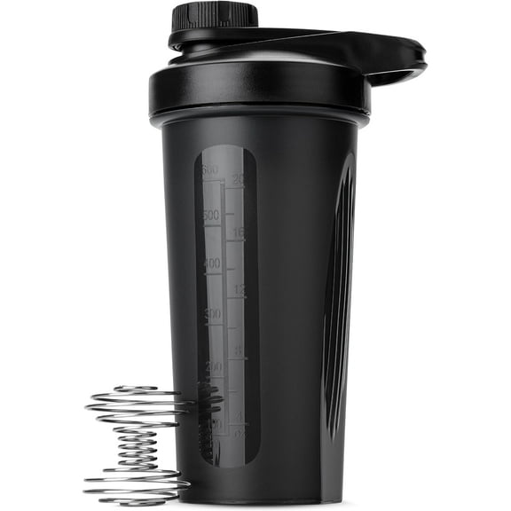 r. Pen- Shaker Bottles for Protein Mixes with Twist Cap, 28 oz, Black Protein Shaker Bottle with Wire Whisk Ball, Shaker Cup