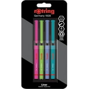 rOtring Liner Fineliner Pens | 0.4 mm | Colouring Pens for Writing & Drawing | Plastic-Free Packaging | Assorted Fun Colours | 4 Count