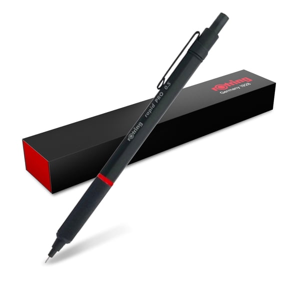 rOtring Rapid Pro Mechanical Pencil | HB 0.5 mm Lead Propelling Pencil | Reduced Lead Breakage | Matte Black Full-Metal Barrel