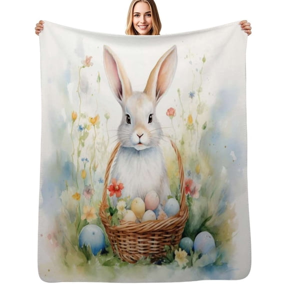 rabbit Easter Bunny Flannel Blanket Warm Soft Bedding Throws Winter Camping Chair Sofa Bed