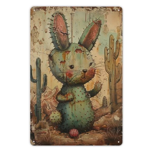 rabbit Novelty Sign ，Decorative Plaque, 12"x8", General Fit, No Electricity Needed, for Home, Cafe, Bedroom Wall Art, Metal Wall Art Decor