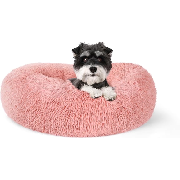 rabbitgoo Calming Dog Bed for Small Dog, 27 inches Pet Bed Washable, Fluffy Round Bed, Non-Slip Plush Large Cat Bed, Soft Cushion for Puppy