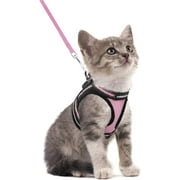 rabbitgoo Cat Harness and Leash Set for Walking Escape Proof, Adjustable Soft Kittens Vest with Reflective Strip for Small Cats, Comfortable Outdoor Vest, Pink