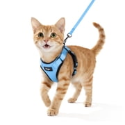 Pigo Cat Harness and Leash for Walking, Escape Proof Soft Adjustable Vest Harnesses for Cats, Easy Control Breathable Reflective Strips Jacket, Baby Blue