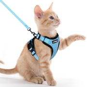 Rabbitgoo Cat Harness and Leash for Walking, Escape Proof Soft Adjustable Vest Harnesses for Cats, Easy Control Breathable Reflective Strips Jacket, Baby Blue
