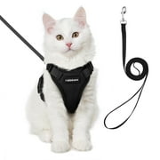 rabbitgoo Cat Harness and Leash for Walking, Escape Proof Soft Adjustable Vest Harnesses for Cats, Easy Control Breathable Reflective Strips Jacket, Black