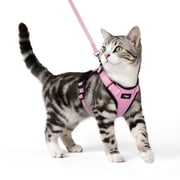 Pigo Cat Harness and Leash for Walking, Escape Proof Soft Adjustable Vest Harnesses for Cats, Easy Control Breathable Reflective Strips Jacket, Pink