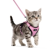 Pigo Cat Harness and Leash for Walking, Escape Proof Soft Adjustable Vest Harnesses for Cats, Easy Control Breathable Reflective Strips Jacket, Pink