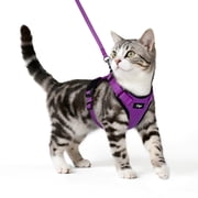 Pigo Cat Harness and Leash for Walking, Escape Proof Soft Adjustable Vest Harnesses for Cats, Easy Control Breathable Reflective Strips Jacket, Purple
