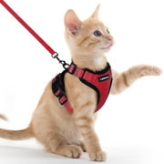 Pigo Cat Harness and Leash for Walking, Escape Proof Soft Adjustable Vest Harnesses for Cats, Easy Control Breathable Reflective Strips Jacket, Rose Red