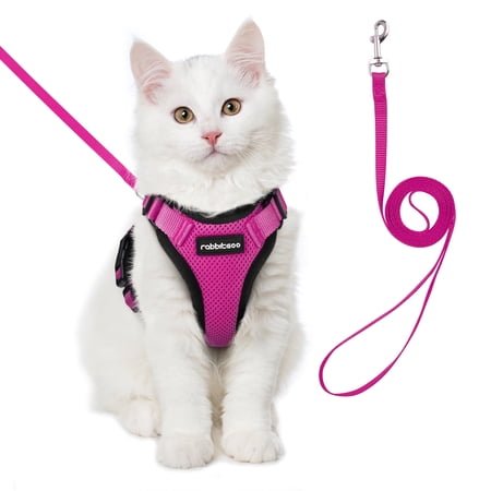 Pigo Cat Harness and Leash for Walking, Escape Proof Soft Adjustable Vest Harnesses for Cats, Easy Control Breathable Reflective Strips Jacket, Red