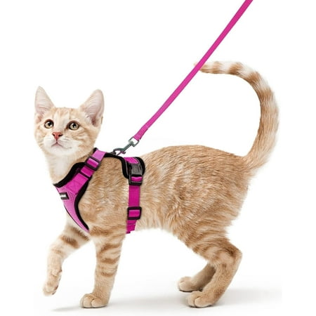 Pigo Cat Harness and Leash for Walking, Escape Proof Soft Adjustable Vest Harnesses for Cats, Easy Control Breathable Reflective Strips Jacket, Red