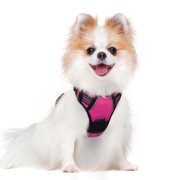 Pigo Dog Harness No Pull Pet Harness with 2 Leash Clips, Adjustable Soft Padded Dog Vest, No Choke Reflective Outdoor Pet Oxford Vest with Easy Control Handle for Puppy, Hot Pink