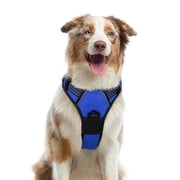 Pigo Dog Harness No Pull Pet Harness with 2 Leash Clips, Adjustable Soft Padded Dog Vest, No Choke Reflective Outdoor Pet Oxford Vest with Easy Control Handle for Large Dogs, Dazzling Blue