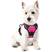 rabbitgoo Dog Harness, No-Pull Pet Harness with 2 Leash Clips, Adjustable Soft Padded Dog Vest, Reflective Outdoor Pet Oxford Vest with Easy Control Handle for Large Dogs, Hot Pink
