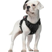 rabbitgoo Dog Harness Small Sized, No Pull Dog Vest Harness with 3 Buckles, Adjustable Soft Padded Pet Harness with Easy Control Handle and Reflective Strips, Black, S