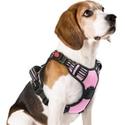rabbitgoo Dog Harness Small Sized, No Pull Pet Harness with 3 Buckles, Adjustable Soft Padded Dog Vest with Instant Control Handle, Easy Walking Reflective Pet Vest for Small Dogs, Pink, Medium