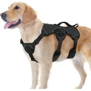 rabbitgoo Escape Proof Dog Harness, Soft Padded Full Body Pet Harness, Reflective Adjustable No Pull Vest with Lift Handle and Lesh Clip for Large Dogs Walking Hiking Training, Black