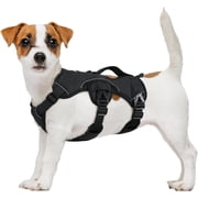 rabbitgoo Escape Proof Dog Harness, Soft Padded Full Body Pet Harness, Reflective Adjustable No Pull Vest with Lift Handle and Lesh Clip for Large Dogs Walking Hiking Training, Black