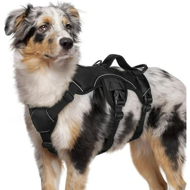 rabbitgoo Escape Proof Dog Harness, Soft Padded Full Body Pet Harness, Reflective Adjustable No Pull Vest with Lift Handle and Lesh Clip for Large Dogs Walking Hiking Training, Black