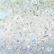 rabbitgoo Window Privacy Film, Decorative Frosted Glass Removable Sticker, Stained Decals, Static Cling Vinyl Covering, Blooming Flowers, 23.6 x 78.7 inches