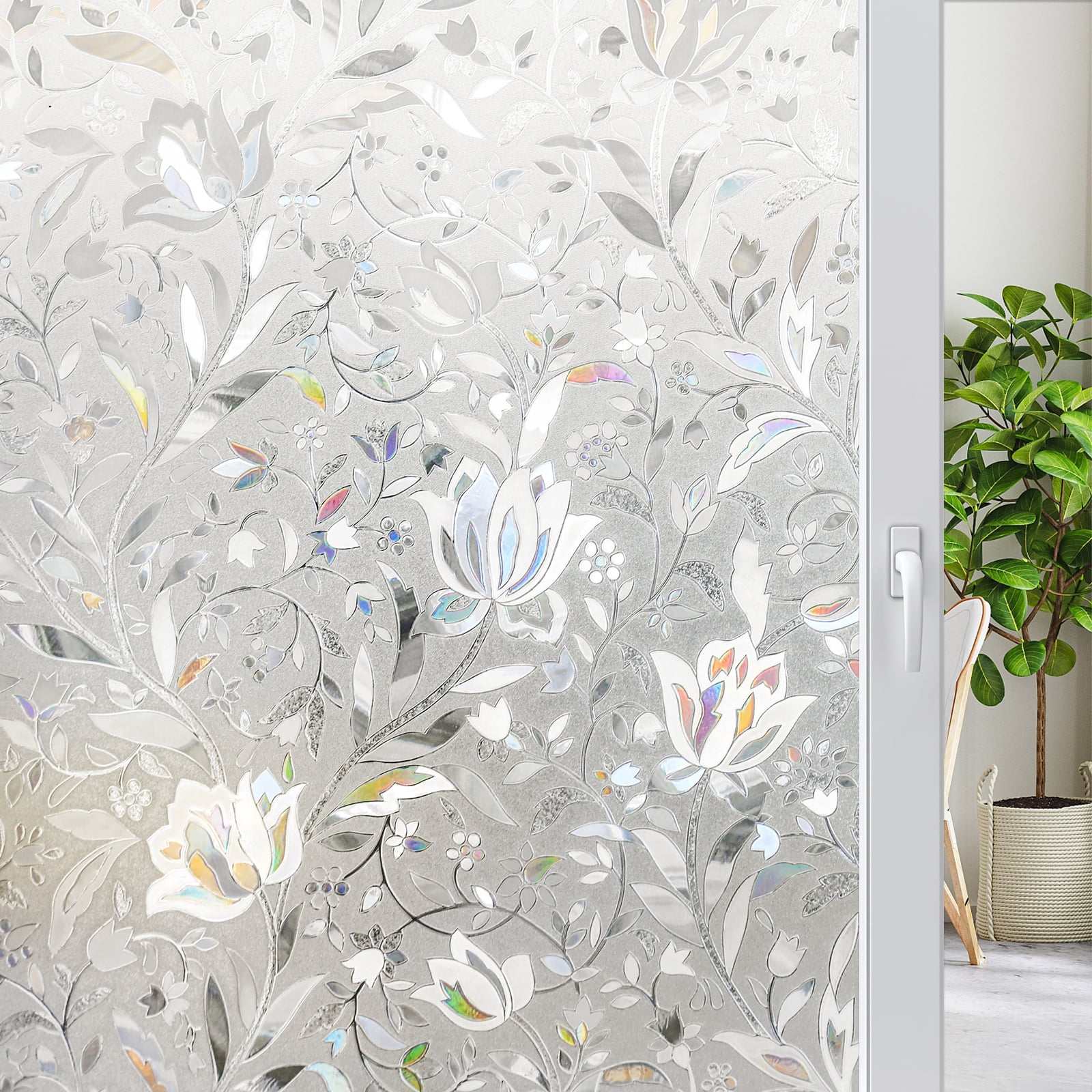 rabbitgoo Window Privacy Film, Decorative Frosted Glass Window Film