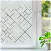 rabbitgoo Window Privacy Film, Frosted Glass Static Cling Window Sticker, Non-Adhesive Sun UV Blocking Vinly Covering for Home Office Bathroom, 17.5 x 78.7 inches