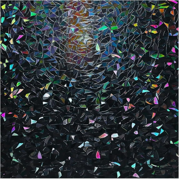 rabbitgoo Window Privacy Film, Rainbow Window Cling, 3D Decorative Window Vinyl, Stained Glass Window Film Sun Blocking, Blackout Window Cling for Room Darkening Day Sleep, 17 x 156 inches