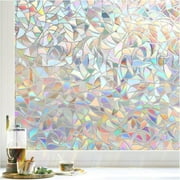 rabbitgoo Window Privacy Film, Rainbow Window Clings, 3D Decorative Window Vinyl, Stained Glass Window Decals, Static Cling Window Sticker Non-Adhesive for Home, 35 x 77 inches