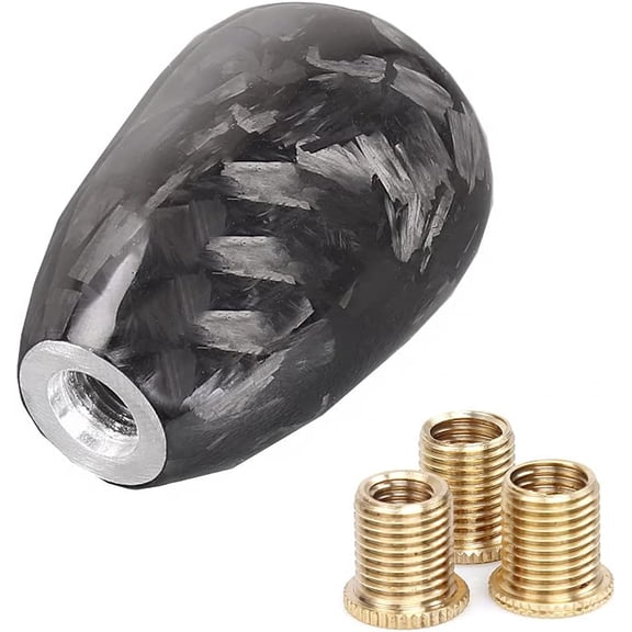 racing Forged Real Carbon Fiber Shift Knob Gear Shifter Knobs Universal Shifter for Most Manual/Automatic Car with 3 Adapters