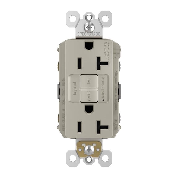 radiant 20 Amp 125-Volt Tamper Resistant Self-Test GFCI Duplex Outlet, Nickel