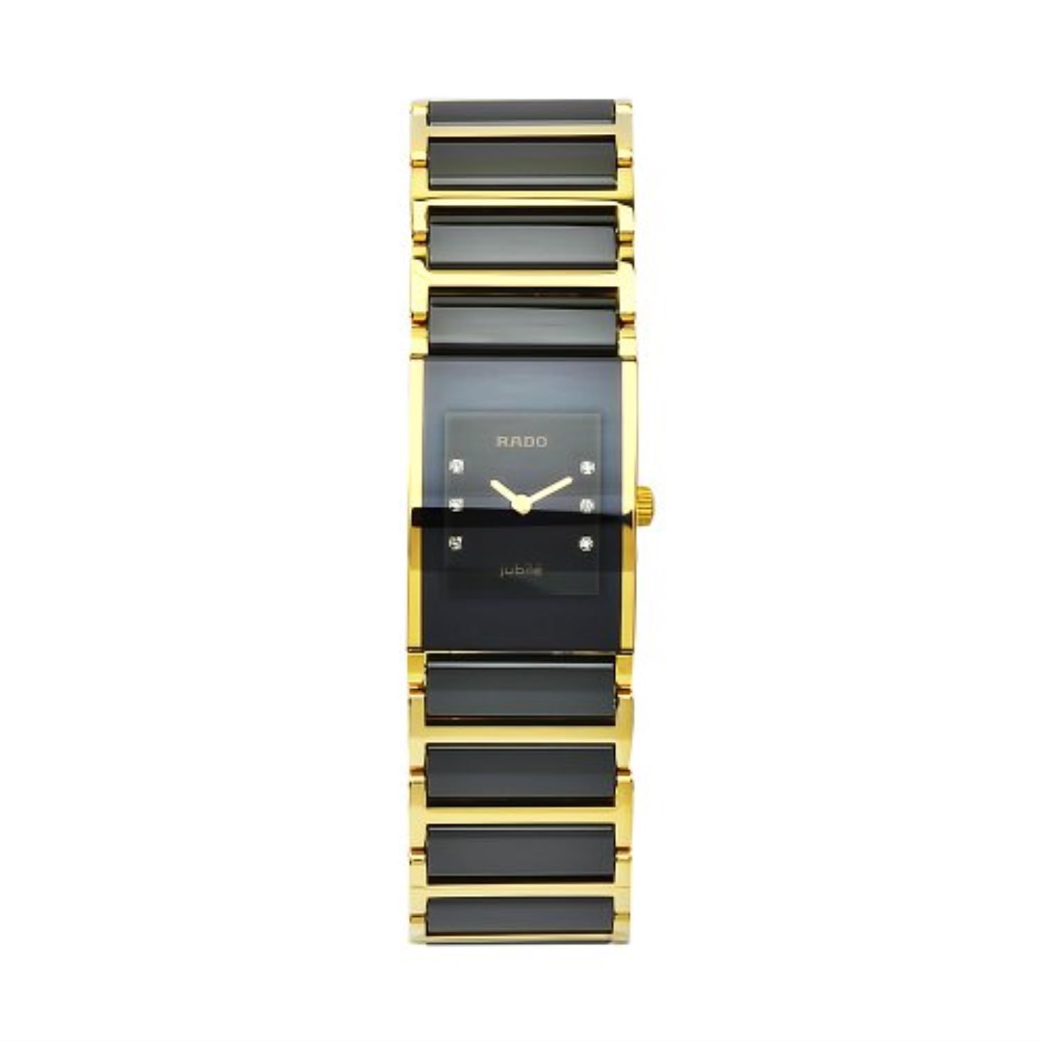 Rado Watch, Women's Swiss Centrix Diamond Accent Stainless Steel and Black  Ceramic Bracelet 28mm R30935712 - Macy's