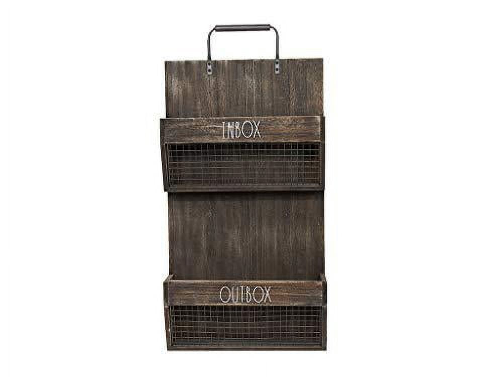 Wall File Inbox rae dunn wall file holder - 2 tier vintage wooden inbox and outbox with ...